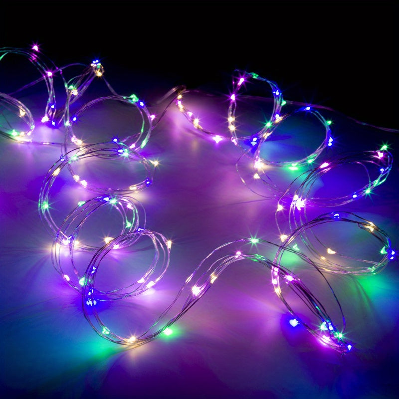1pc Creative Fairy String Lights - 1m10/2m20/3m30/5m50/10m100LED, Multi-Scene Decorations for Bedroom, Party, Wedding, Outdoor Camping, Hiking, Christmas, Halloween, Gifts for Mom, Mother's Day, Ramadan, Valentine's Day