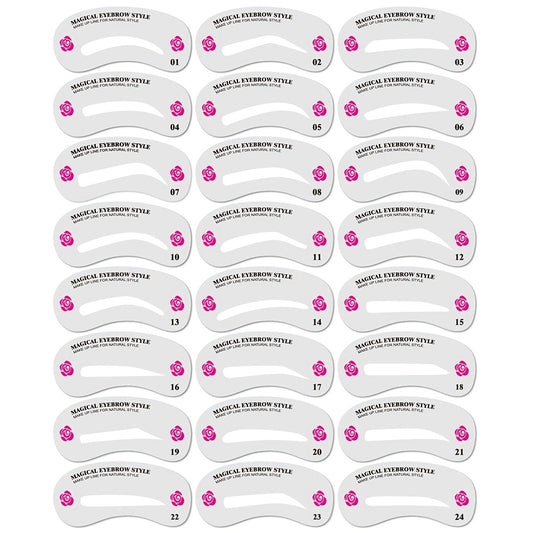 24 Styles Eyebrow Shaping Stencils Grooming Kit for Women Perfect for Beauty Modeling and Makeup Application