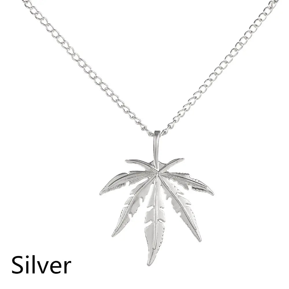 Charm Chain Men Jewelry Rock Titanium Steel Punk Vintage Maple Leaf Necklace Choker Hip Hop Leaf Pendant