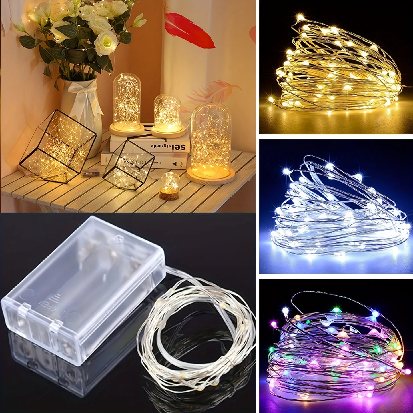 1pc Creative Fairy String Lights - 1m10/2m20/3m30/5m50/10m100LED, Multi-Scene Decorations for Bedroom, Party, Wedding, Outdoor Camping, Hiking, Christmas, Halloween, Gifts for Mom, Mother's Day, Ramadan, Valentine's Day
