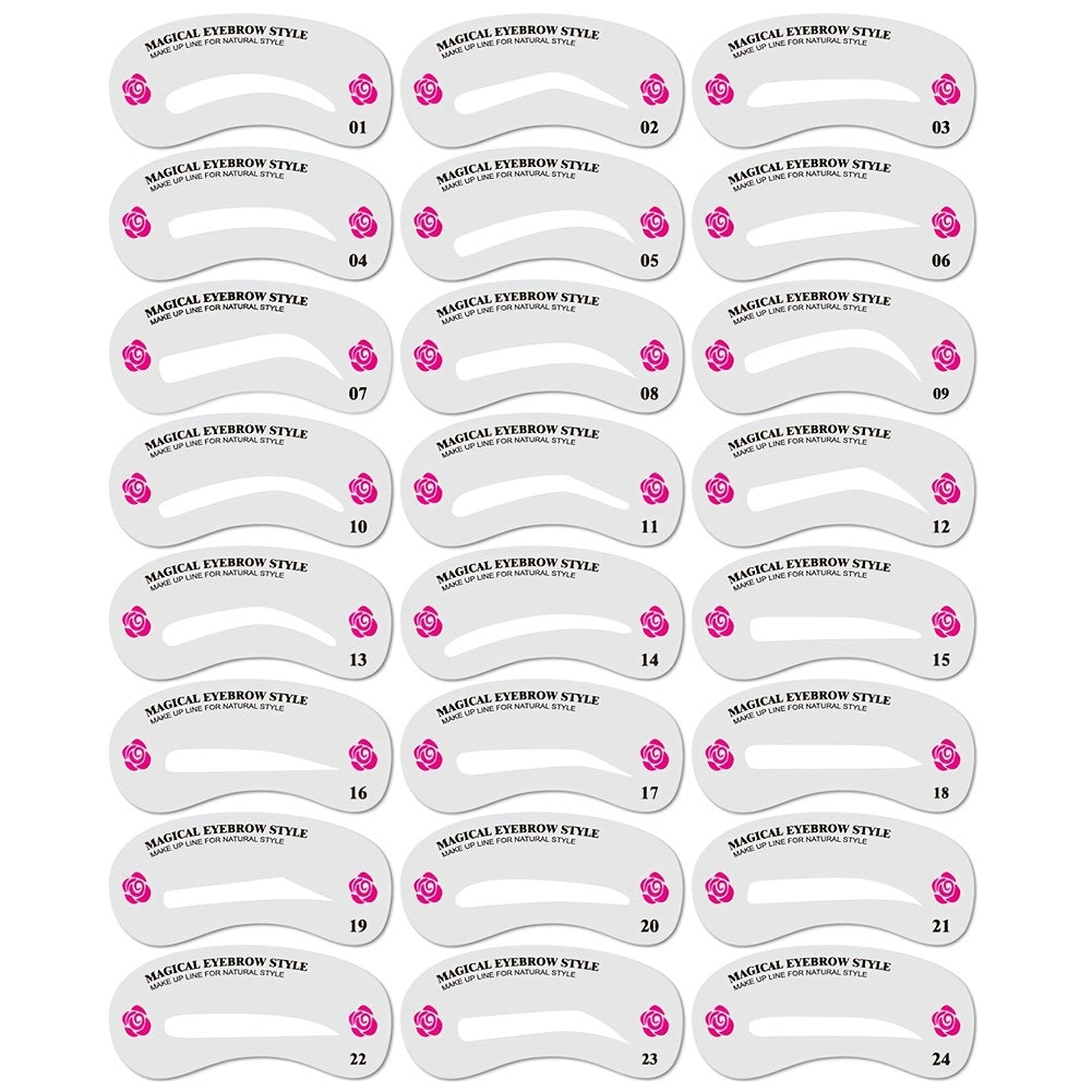 24 Styles Eyebrow Shaping Stencils Grooming Kit for Women Perfect for Beauty Modeling and Makeup Application