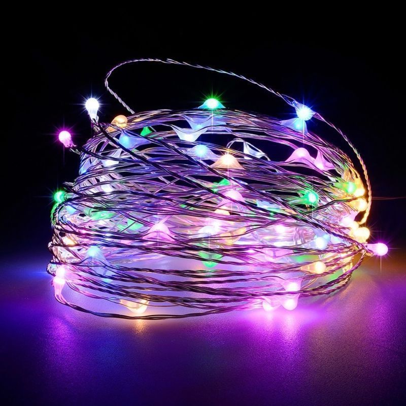 1pc Creative Fairy String Lights - 1m10/2m20/3m30/5m50/10m100LED, Multi-Scene Decorations for Bedroom, Party, Wedding, Outdoor Camping, Hiking, Christmas, Halloween, Gifts for Mom, Mother's Day, Ramadan, Valentine's Day