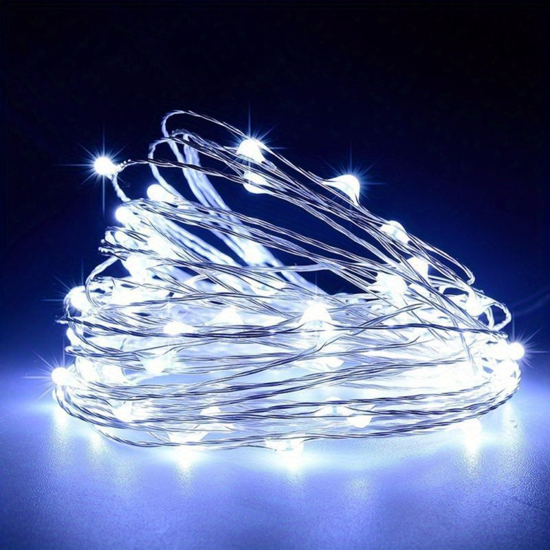 1pc Creative Fairy String Lights - 1m10/2m20/3m30/5m50/10m100LED, Multi-Scene Decorations for Bedroom, Party, Wedding, Outdoor Camping, Hiking, Christmas, Halloween, Gifts for Mom, Mother's Day, Ramadan, Valentine's Day