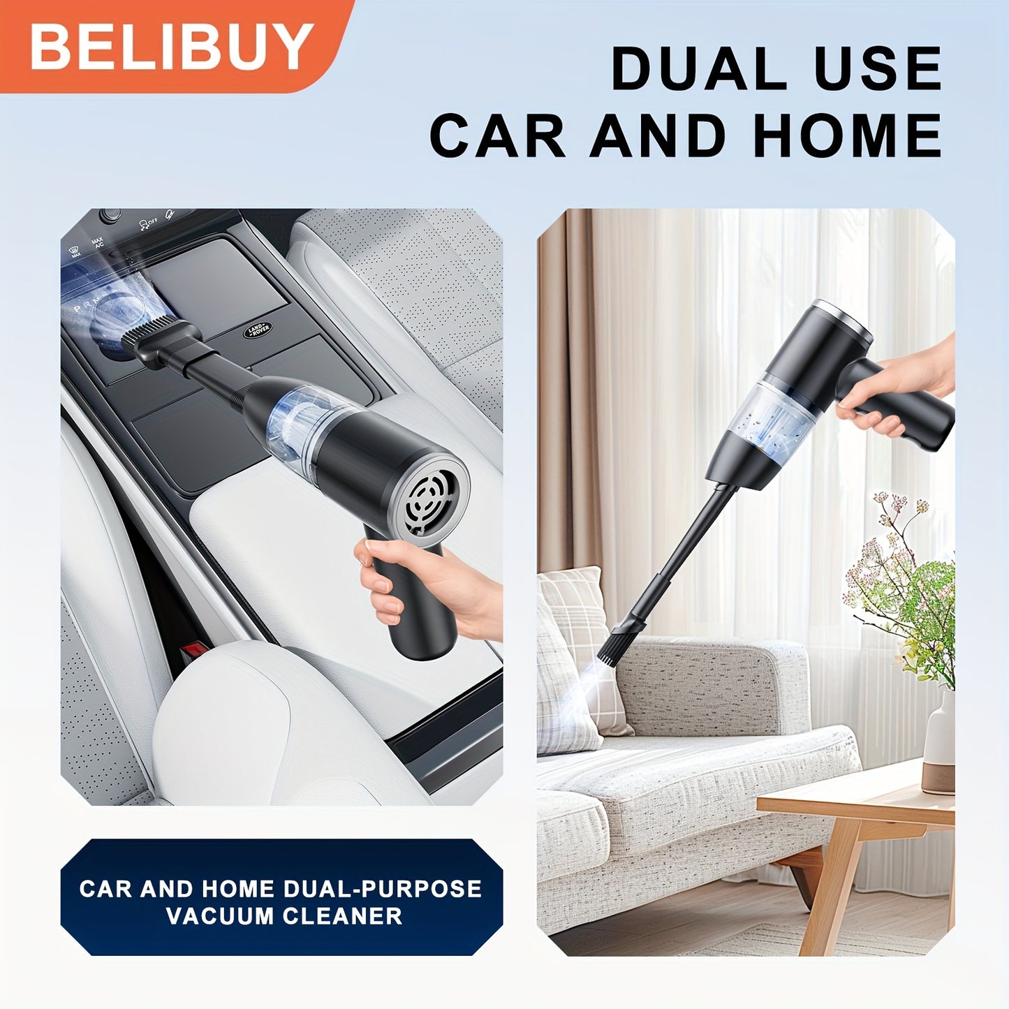 Portable cordless handheld vacuum cleaner, cyclonic aspirated car vacuum cleaner, combined blow and suction, rechargeable powerful car/office/home vacuum cleaner