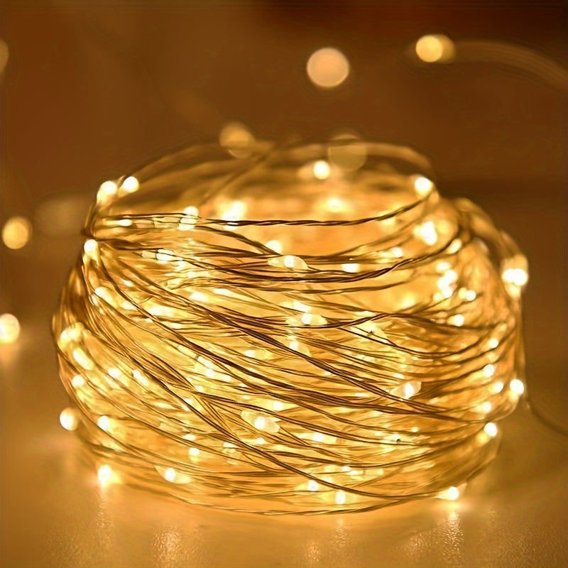 1pc Creative Fairy String Lights - 1m10/2m20/3m30/5m50/10m100LED, Multi-Scene Decorations for Bedroom, Party, Wedding, Outdoor Camping, Hiking, Christmas, Halloween, Gifts for Mom, Mother's Day, Ramadan, Valentine's Day