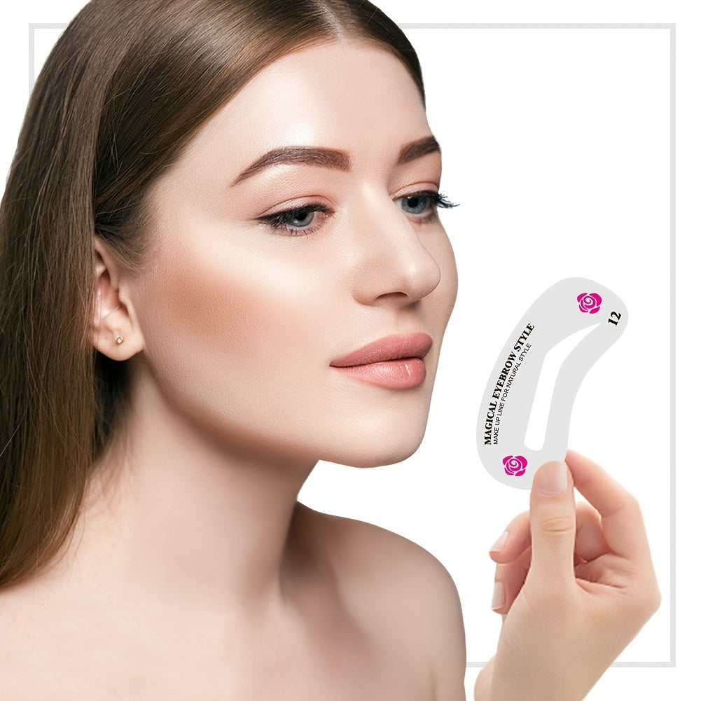 24 Styles Eyebrow Shaping Stencils Grooming Kit for Women Perfect for Beauty Modeling and Makeup Application