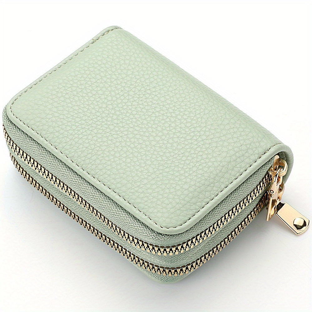 Stylish Womens Double Zipper Wallet - Compact Short Card Holder with Large Capacity, Practical Coin Purse for Everyday Use