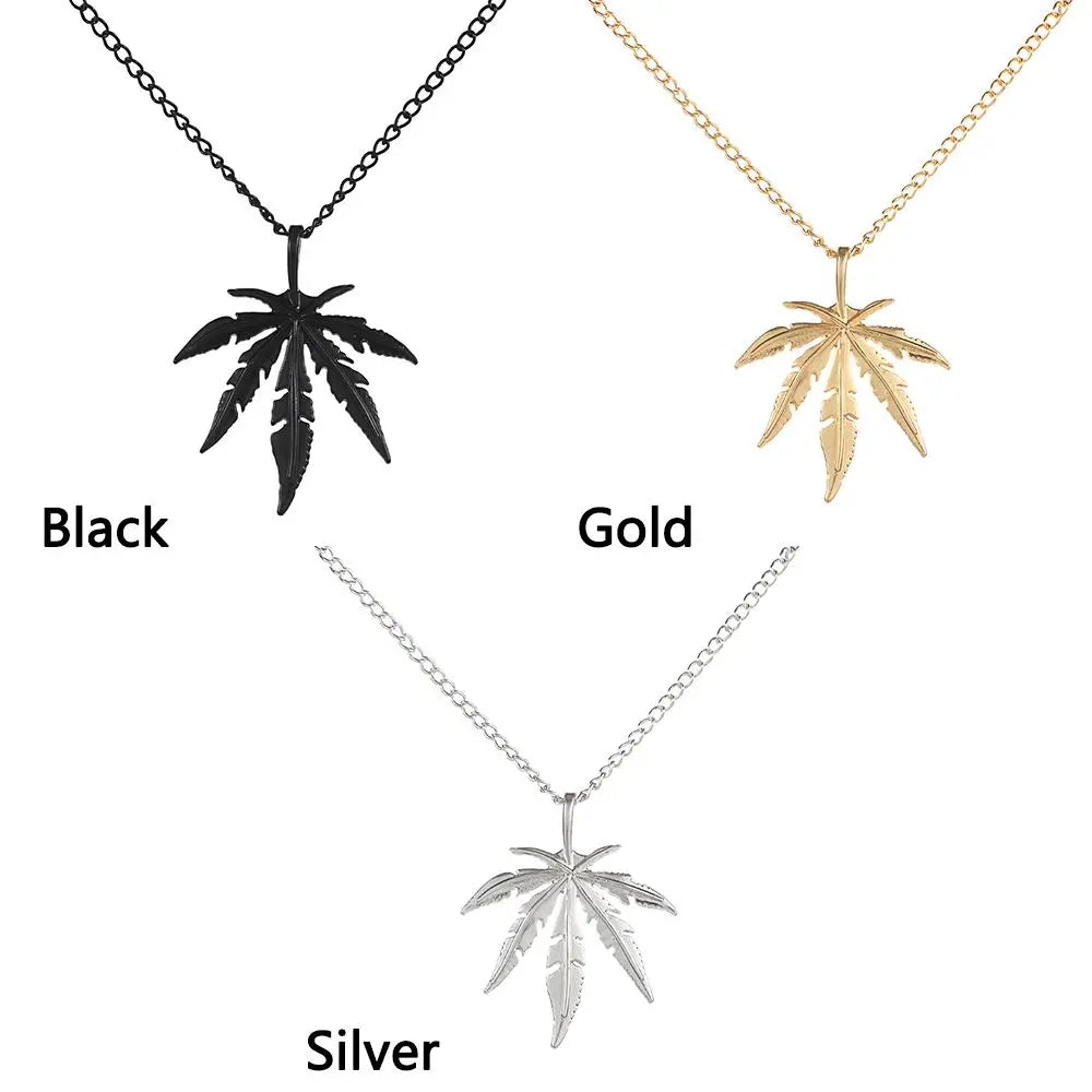 Charm Chain Men Jewelry Rock Titanium Steel Punk Vintage Maple Leaf Necklace Choker Hip Hop Leaf Pendant