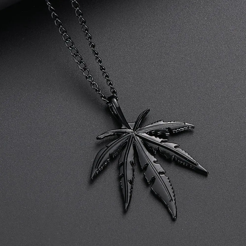 Charm Chain Men Jewelry Rock Titanium Steel Punk Vintage Maple Leaf Necklace Choker Hip Hop Leaf Pendant