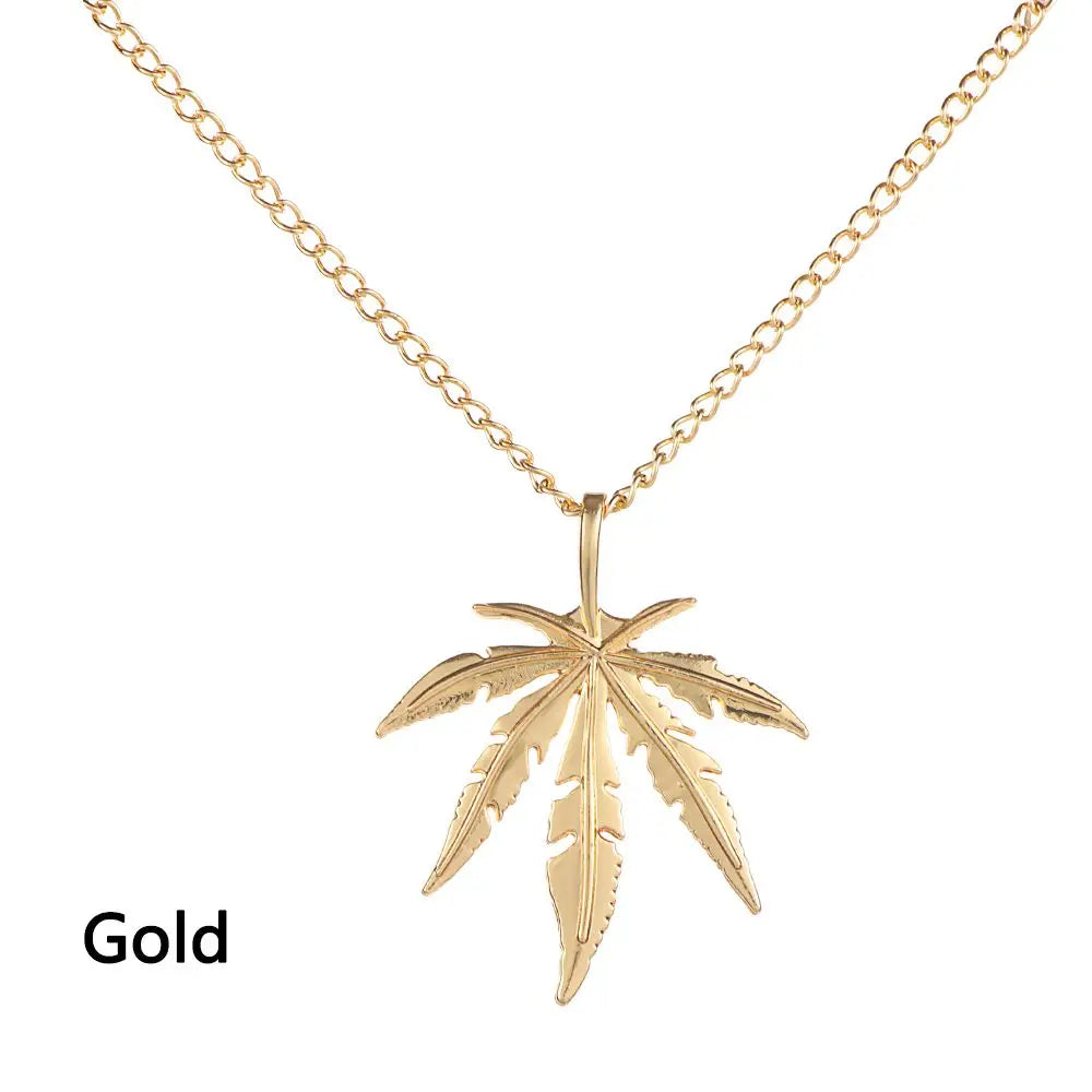 Charm Chain Men Jewelry Rock Titanium Steel Punk Vintage Maple Leaf Necklace Choker Hip Hop Leaf Pendant