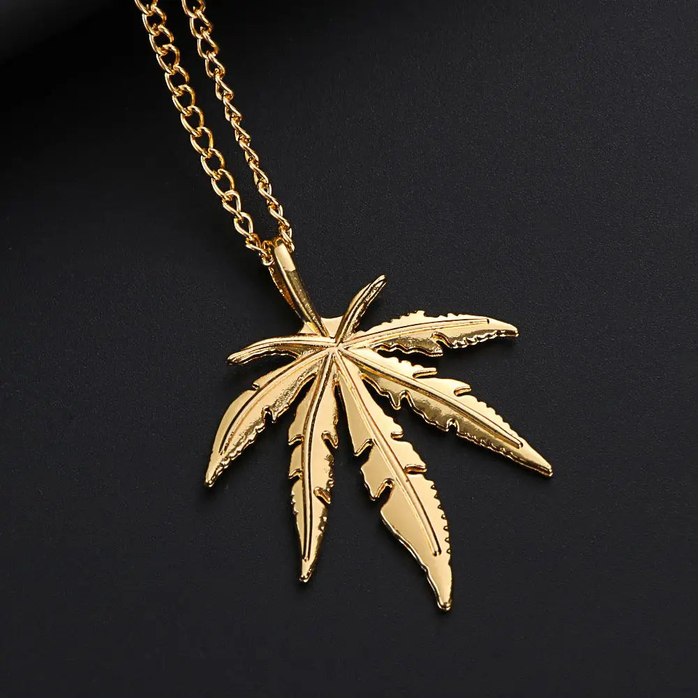 Charm Chain Men Jewelry Rock Titanium Steel Punk Vintage Maple Leaf Necklace Choker Hip Hop Leaf Pendant