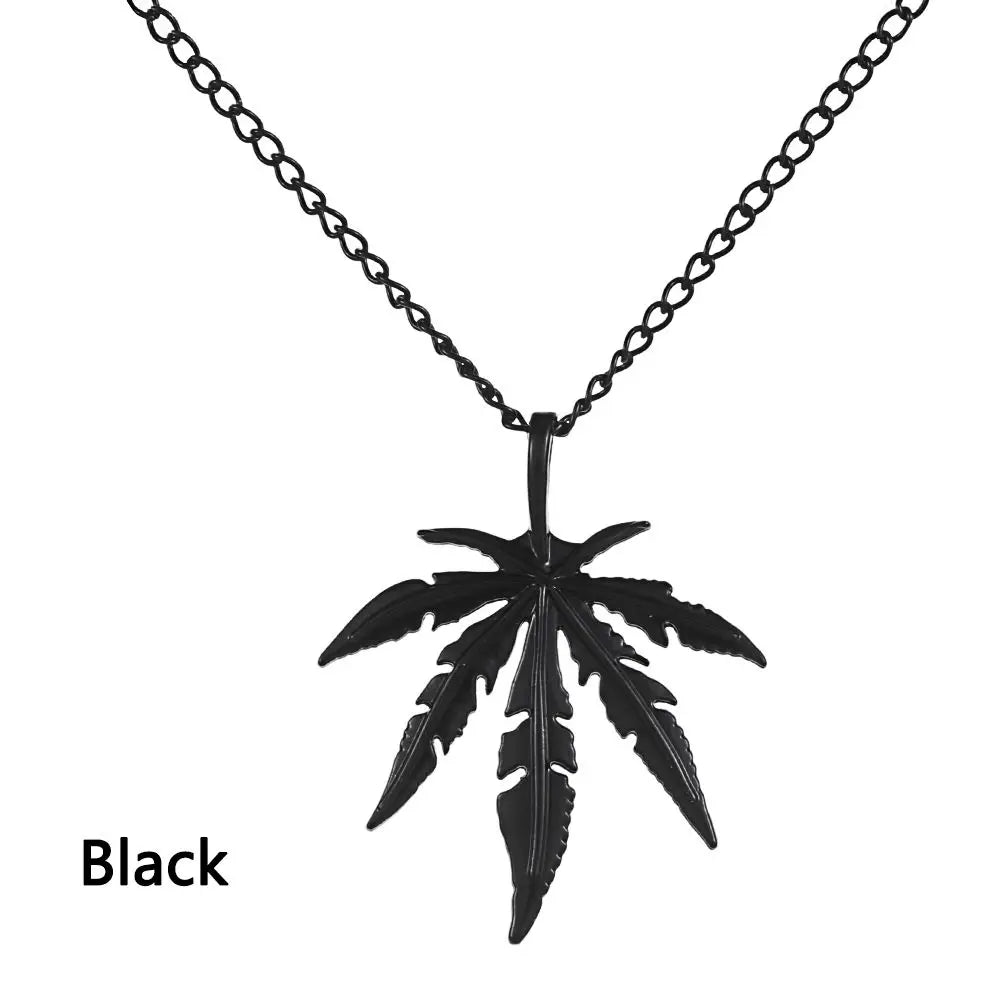 Charm Chain Men Jewelry Rock Titanium Steel Punk Vintage Maple Leaf Necklace Choker Hip Hop Leaf Pendant