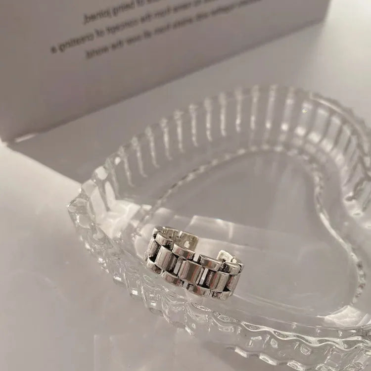 925 Sterling Silver Finger Rings New Fashion Creative Cross Hollow Chain Geometric Party Jewelry Gifts