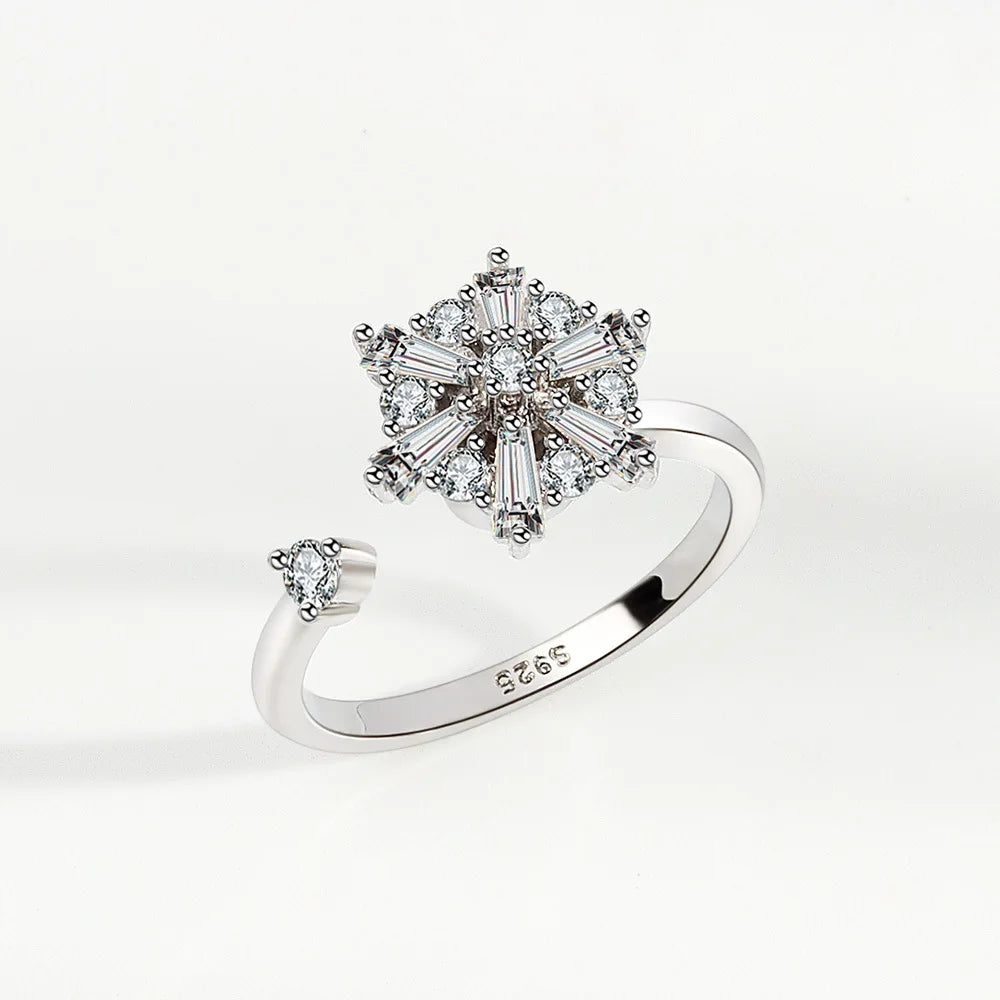 SMJEL Fidget Spinner Ring Anxiety for Women Multiple Crystal Flower Eye Butterfly Animal Ring Rotate Anti Stress Wedding Jewerly