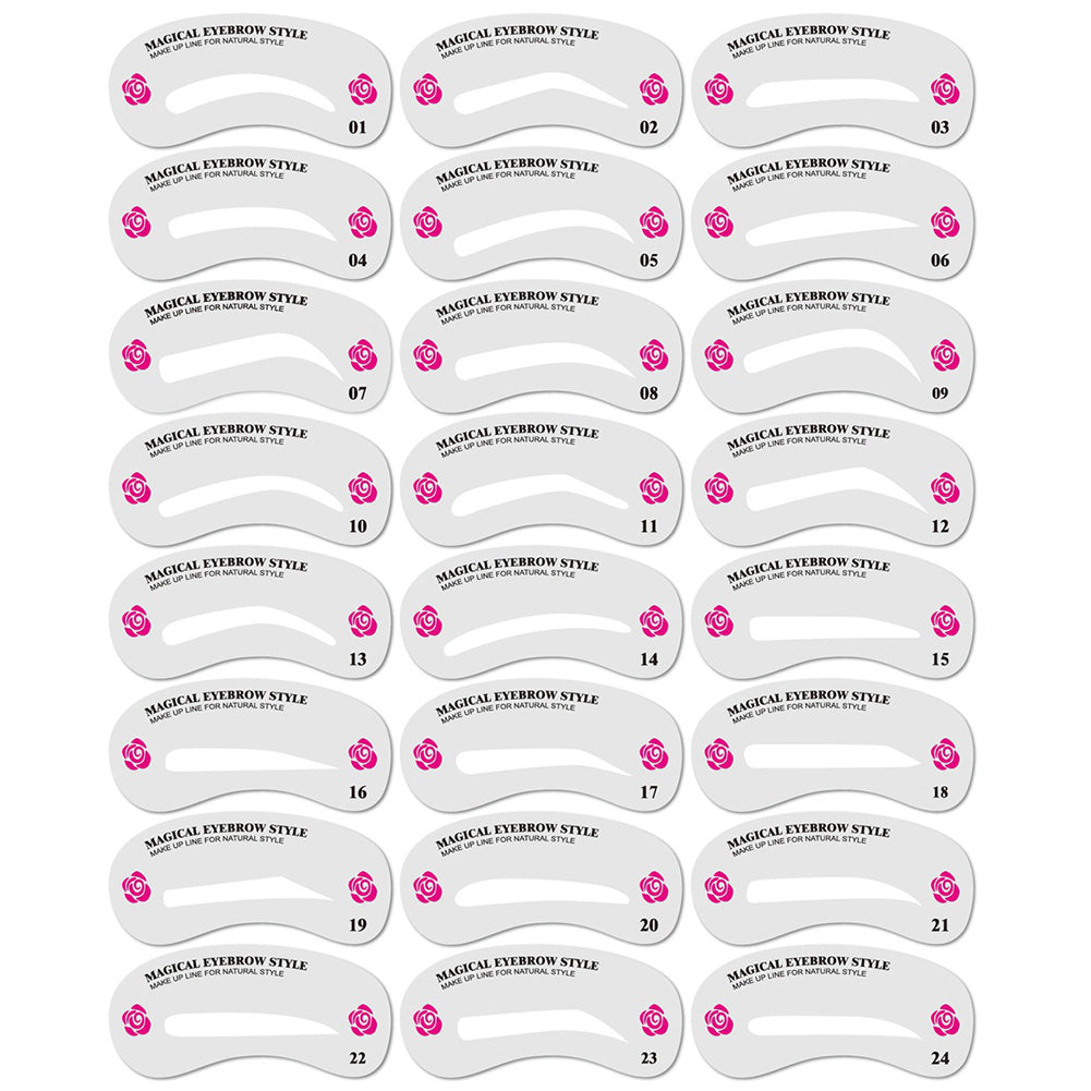24 Styles Eyebrow Shaping Stencils Grooming Kit for Women Perfect for Beauty Modeling and Makeup Application