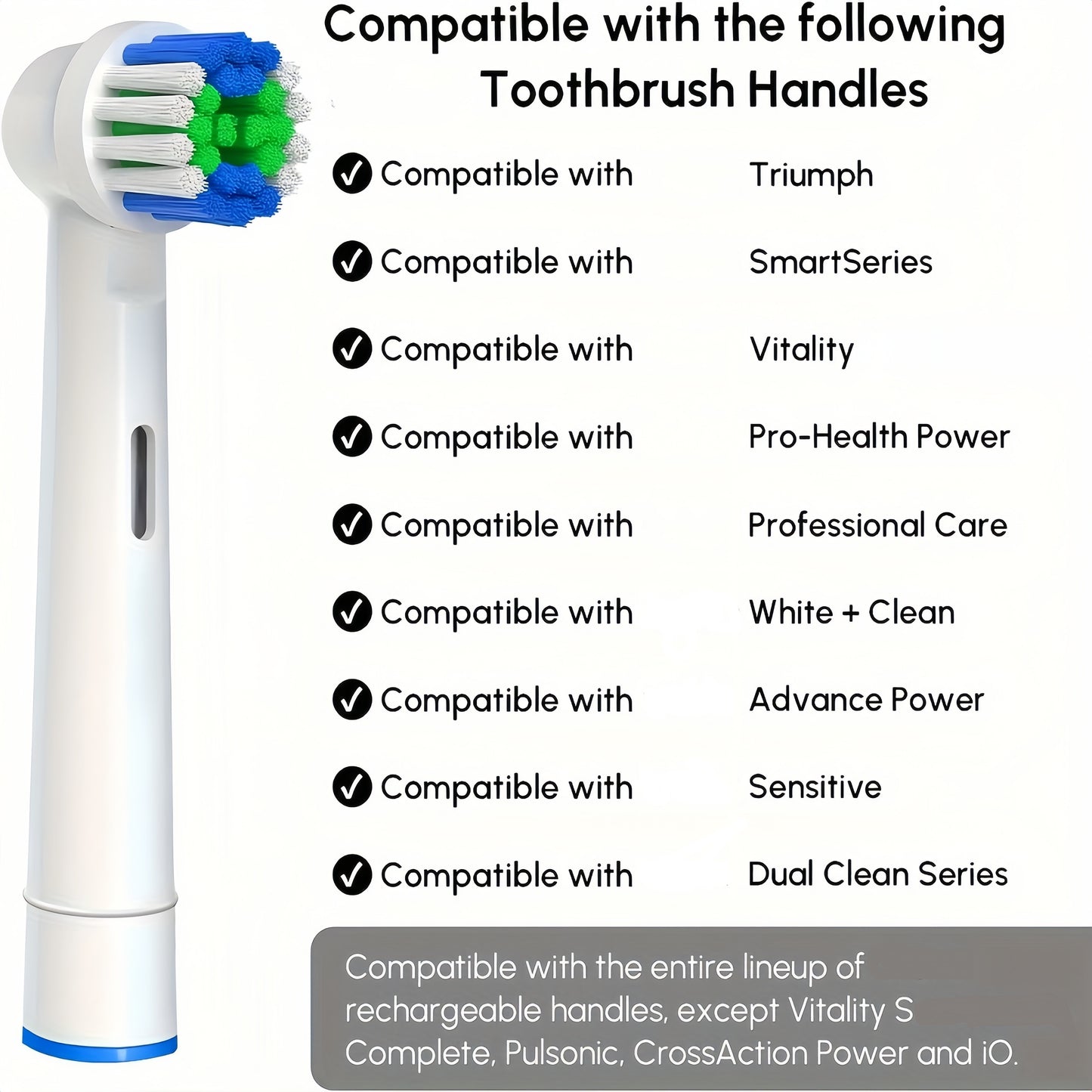 Replacement Toothbrush Heads Compatible With Oral-B, Electric Toothbrush Heads Brush Heads Suitable For Oral B Replacement Heads Refill Pro 500/1000/1500/3000/3757/5000/7000/7500/8000