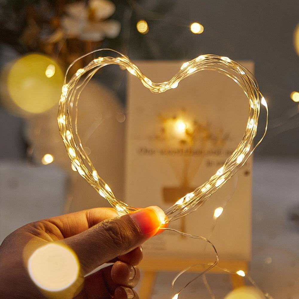1pc Creative Fairy String Lights - 1m10/2m20/3m30/5m50/10m100LED, Multi-Scene Decorations for Bedroom, Party, Wedding, Outdoor Camping, Hiking, Christmas, Halloween, Gifts for Mom, Mother's Day, Ramadan, Valentine's Day
