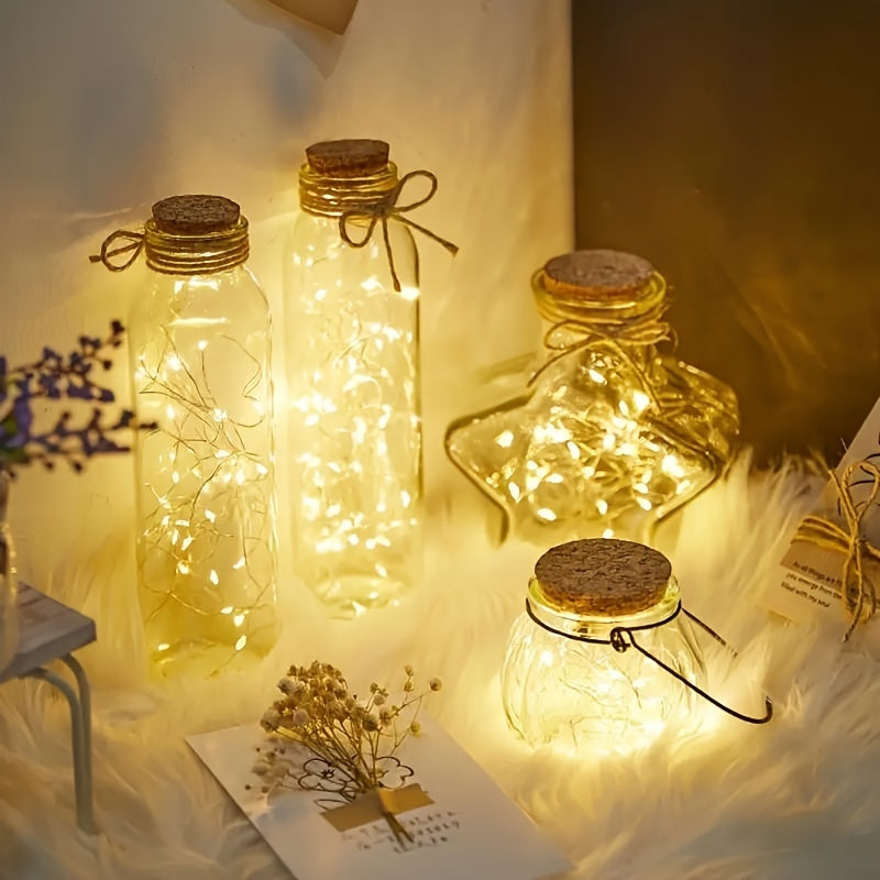 1pc Creative Fairy String Lights - 1m10/2m20/3m30/5m50/10m100LED, Multi-Scene Decorations for Bedroom, Party, Wedding, Outdoor Camping, Hiking, Christmas, Halloween, Gifts for Mom, Mother's Day, Ramadan, Valentine's Day