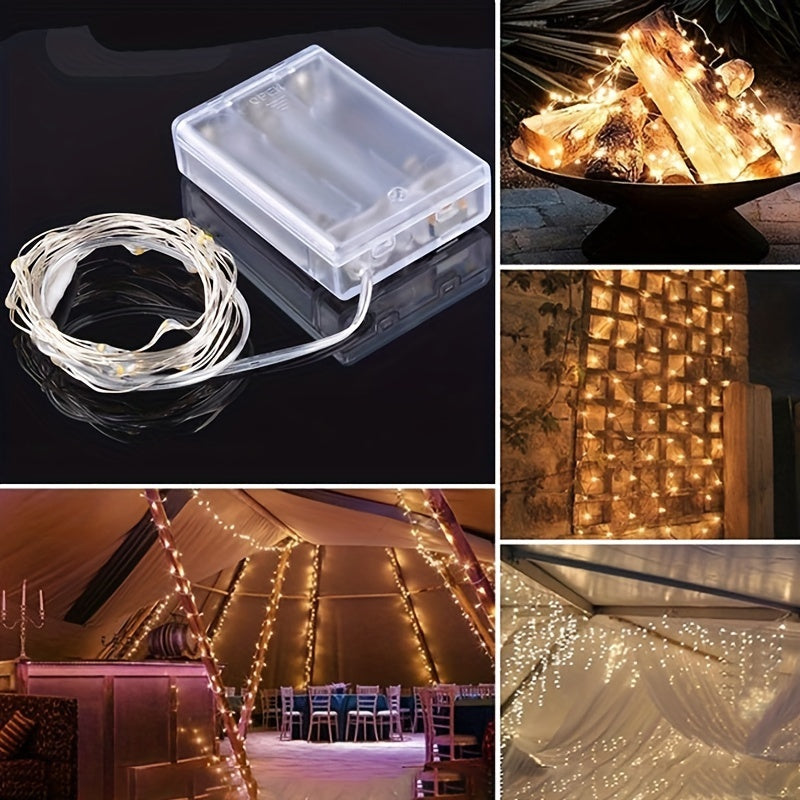 1pc Creative Fairy String Lights - 1m10/2m20/3m30/5m50/10m100LED, Multi-Scene Decorations for Bedroom, Party, Wedding, Outdoor Camping, Hiking, Christmas, Halloween, Gifts for Mom, Mother's Day, Ramadan, Valentine's Day