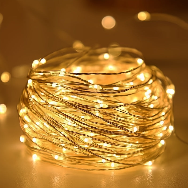1pc Creative Fairy String Lights - 1m10/2m20/3m30/5m50/10m100LED, Multi-Scene Decorations for Bedroom, Party, Wedding, Outdoor Camping, Hiking, Christmas, Halloween, Gifts for Mom, Mother's Day, Ramadan, Valentine's Day